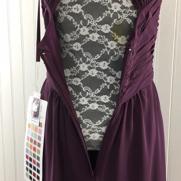 Morille Madeline Gardner Eggplant Purple Chiffon Long Gown Womens 4 Bridesmaid - Picture 5 of 13